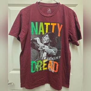 Zion Rootswear Bob Marley Maroon Shirt Natty Dread Women Large Great Condition